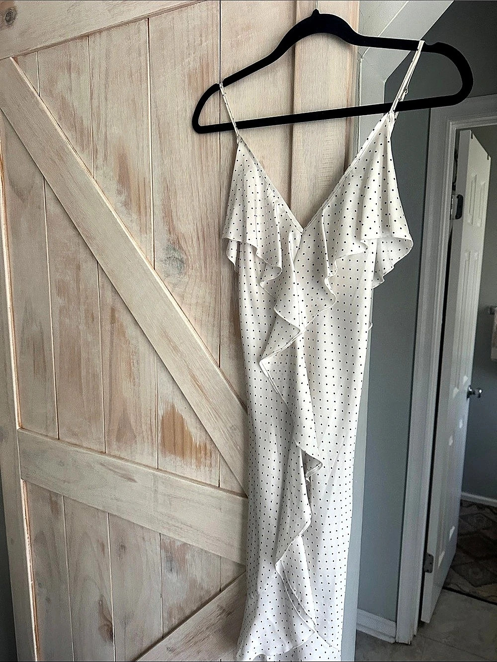 White Polka Dot Maxi Slip Dress